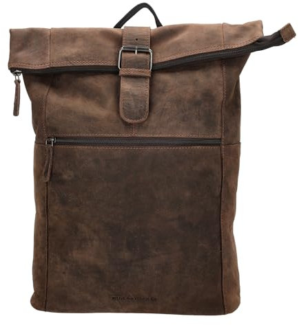 Hide & Stitches Idaho Lederrucksack mit Laptopfach, Rolltop, Organizer, Hunter-Leder, geeignet für 15,6-Zoll Laptop, gepolsterte Schultergurte und Rückenteil