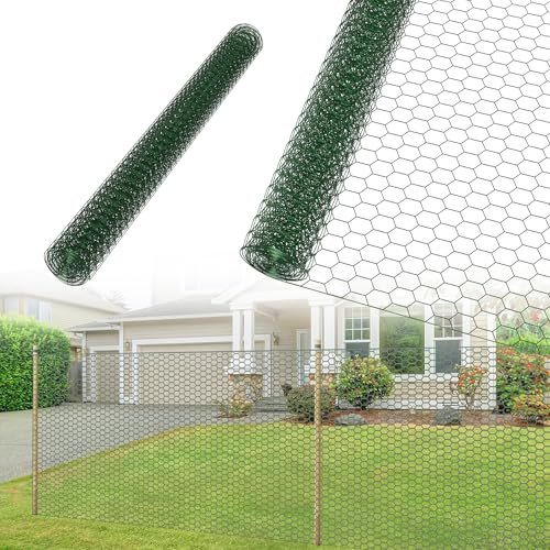HENGMEI Maschendrahtzaun 52m Absperrzaun Bauzaun Begrenzungszaun Nutztierzäune Sechseckgeflecht Verzinkt Hühnerzaun Drahtzaun Kaninchendraht Hasengitter 100cm Hoch