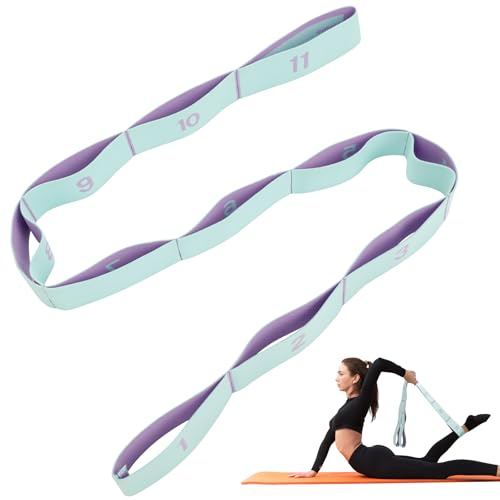 AiQInu Yoga Stretch Strap, Resistance Bands with 11 Loops, Highly Elastic Fitness Bands, Highly Elastic Resistance Bands for Pilates, Fitness, Stretching Training