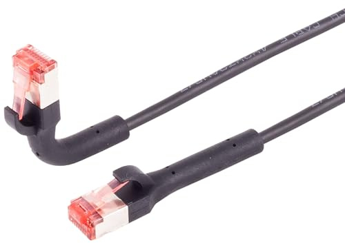 0,5 m nätverkskabel 1 st Cat.6A patchkabel flexibel kabelpip 90 grader i alla riktningar – RJ45-kontakt – 10 Gbit/s – Mycket flexibel Ethernet-kabel för LAN DSL-server switch router svart