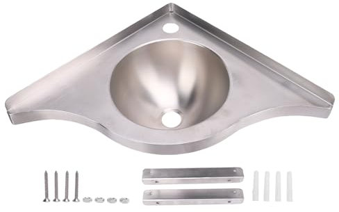 Lavabo d'angle pour camping-car 15,9 x 15,9 x 5,1 pouces en acier inoxydable 304 - 40 mm de sortie - Économie pour camping-car, bateau, yacht, salle de bain, cuisine
