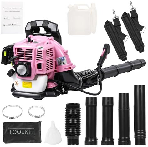 Haibinsuo Soplador de hojas de gasolina de mochila, soplador de nieve de 2 tiempos de 52 CC, volumen de aire de 550 CFM, potencia del motor de 1,25 KW/1,7 HP, sopladores de hojas de gas de alta