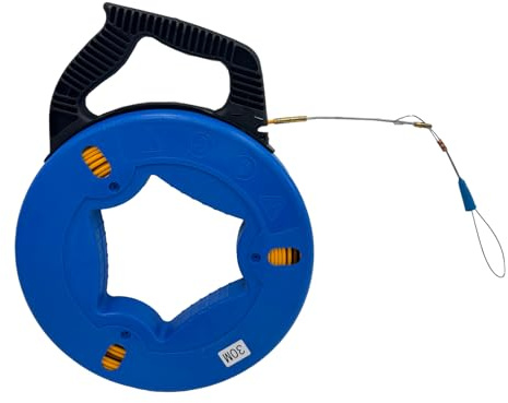 Einziehspirale 4mm, 30m, Kabeleinziehhilfe, Einziehspirale mit Einziehfeder für Kabel & Elektroinstallationen Dual-Range-Kabelziehwerkzeug mit Aufbewahrungskoffer, Dachboden, LAN-und Rohranwendungen