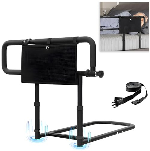 KoolShiro Bed Guard Bed Rails for Elderly Adults, 180° Foldable Bed Assist Rail for Seniors, Bed Grab Rail Height Width Adjustable, Bed Handles Bar with Storage Bag, Light Withstand 400LB