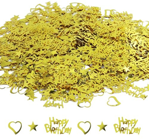 35 g coriandoli a forma di cuore e stella, coriandoli compleanno, coriandoli tavolo anni, colore dorato, per fai da te, artigianato, feste di compleanno, decorazioni per la tavola