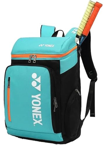 YONEX Mochila Deportiva de Gran Capacidad de Calidad, Bolsa de Raquetas con Múltiples Compartimentos para Bádminton y Tenis, Compartimento Separado para Zapatos. (Cian Negro)