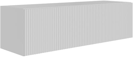 Selsey Mueble TV Colgante 100 cm Blanco con Frente Acanalado - Muebles de Salón Modernos y Funcionales - Mueble TV Salón de 1 Puerta Abatible, Diseño Polaco, Fácil Montaje