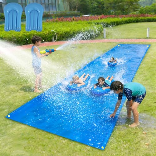 Aycsiyana 900 x 220 cm Slip Lawn Water Slide for Adults with 2 Bodyboards, Extra Long Heavy Duty Slip Lawn Water Slide Backyard, Lawn Big Water Slide Tarp for Adults