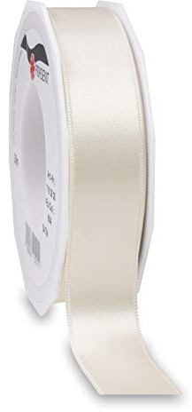Präsent - Satin Ribbon Ivory 25 mm Width, 25 m Length
