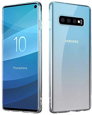 HSP Transparente Hülle kompatibel mit Samsung Galaxy S10 | Premium TPU Silikon Case | Kratzfest Stoßfest Klar | Geeignet für Induktives Laden | Microdot Handyhülle | Durchsichtige Schutzhülle