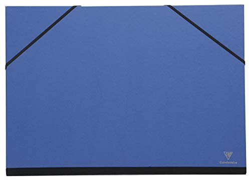 Clairefontaine - Ref 144602C - Art Folder with Elastic Straps Closure - Night Blue Colour - Customisable Vellum Card Surface, Suitable for A4+ Sized Documents