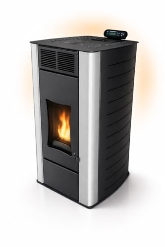 NEMAXX® P18 Wasserführender Hydro-Pelletofen 18 kW bis 300 m³ – BAFA/förderfähig–Zentralheizung – A+ 40 kg Tank – Wasser 12,5kW – bis 18 Std. Laufzeit – ECO,Automatik,Wochentimer,Wi-Fi Ready – Schwarz