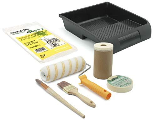 ERP - KIT INTERIOR ANTIGOTA PINTURAS PLASTICAS - PAREDES LISAS - CUBETA PINTOR 33CM X 37CM - RODILLO ANTIGOTA - CINTA - PAPEL CON CINTA - CUBRETODO - PALETINA - PINCEL CABOLATA