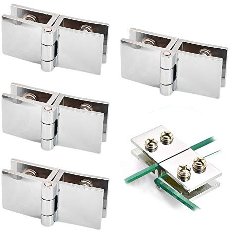 Charnière Porte Verre Alliage Zinc - 4 Pièces, Serrage et Pince pour Vitrine et Armoire à Vin, Salle Bain