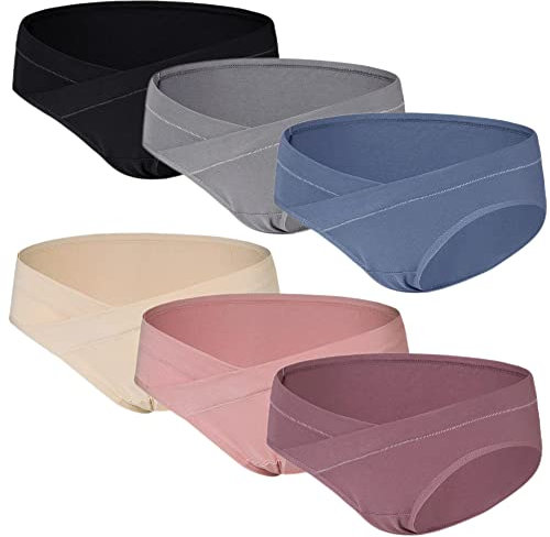 Yintry Damen Umstandshöschen Atmungsaktive Baumwollhöschen Damen Schwangerschaft Postpartale Unterwäsche 6er Pack (L, Stil1)