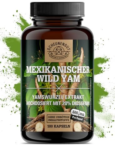 Yamswurzel 1000mg -WICHTIG: 10:1 Extrakt (=10000mg mex. Wild Yams je Tagesdosis) +20% Diosgenin +Progesteron -Yamswurzel Kapseln Hochdosiert- Laborgeprüft -DE- SCHEUNENGUT®