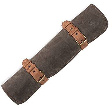 Angus Stoke Messertasche für Köche - Leder Kochmesserrolle groß – Messer Tasche Kochmesser verschliessbar - Kochtasche Küchenmesser Sean (Olive-Green/Brown)