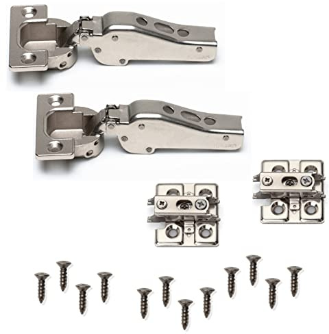 2 stycken möbelband för tunga laster J95 för extra tunga dörrar upp till 25 kg! Inkl. monteringsplattor, halvupphängande. Krukband för tung belastning från LAMP®/Japan (färg: nickel, med hållare (med