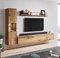 MINIO go for it - Wohnwand Parma, 3-Teilig Set, mit LED Beleuchtung, Hängend oder Stehend, Highboard, Lowboard, Wandboard, Laminierte Spannplatte, Farbe: Wotan Eiche