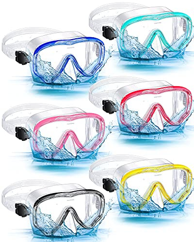 LEIFIDE 6 Pack Adult Snorkel Swim Mask Bulk Diving Mask Swim Goggles Silicone Anti Fog Swimming Goggles with Nose Cover Wide View Tempered Glass Dive Mask Anti Leak Pool Goggles for Youth Man Woman