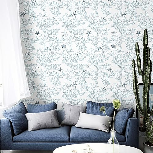 JOLIHOME Self Adhesive Wallpaper Room Decor Vinyl Wrap Peel and Stick Wallpaper Blue Sticky Back Plastic Sticker Paper Worktop Vinyl Covering for Bedroom Bathroom Kitchen 44.5x500cm,Removable