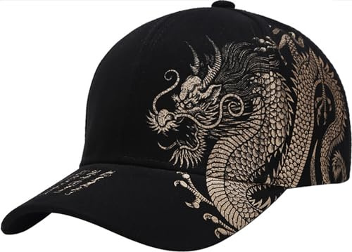Malaxlx Dragon Noir Casquettes de Baseball Homme Femme Réglable Sport Extérieur Chapeau Soleil Casquettes de Golf Classique Trucker Cap Casquettes Visières