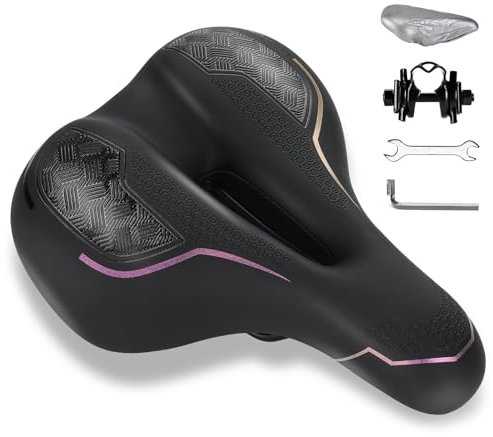 ENJOHOS Fahrradsattel mit ergonomischem 3-Zonen-Konzept ，komfortabel atmungsaktiv stoßdämpfend，Fahrradsitz Wasserdicht PU für Mountainbike Trekking Rennrad mit wasserdichte Abdeckung