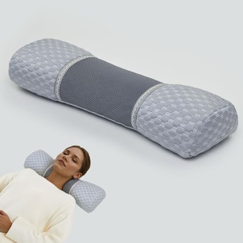 EDMILE Cuscino di supporto per il collo con imbottitura in grano saraceno, cuscino regolabile a rotolo, cuscino cervicale rinfrescante ergonomico per gambe del letto lombare, supporto per la schiena