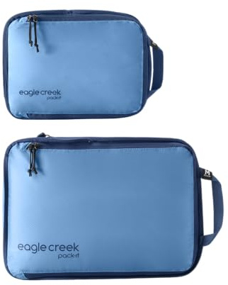 Eagle Creek Pack-It Isolate Kompressions-Packwürfel Set S/M I Ultraleichtes 2er Set I Bis zu 70% weniger Volumen I Recyceltes Meeresplastik I Blue Dawn
