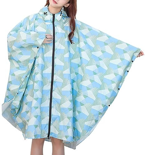 Regenjacken Für Damen: mit Reißverschluss Leichte Atmungsaktiv Regencape Regenmantel Faltbar Grosse Groessen Festival Wasserdicht Regenjacke Regenschutz mit Kapuze Lange Regenponcho Fahrradponcho