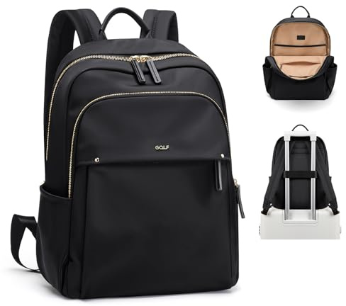GOLF SUPAGS Zaino Porta PC Donna 14 Pollici, Impermeabile Borse del Laptop di Lavoro, Zaino da Viaggio College (Nero)