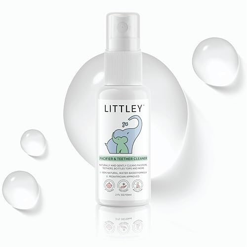 Littley Pacifier & Teether Cleaner | Alcohol‑Free HOCl Spray for Baby Pacifiers, Teethers, Bottles & High‑Touch Toys | Fragrance‑Free | Portable Travel Size | 2 oz