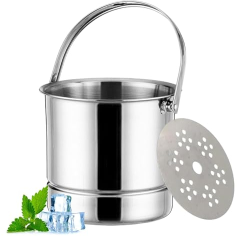 1L Seau À Glace en Acier Inoxydable, Sceaux À Glacon Rafraîchisseur Champagne, Seaux À Vin avec Passoire, pour Bouteille Bar Anniversaires Fêtes Pique Niques