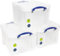 Really Useful Plastic Storage Box Bonus Pack 3x35 Litre Clear