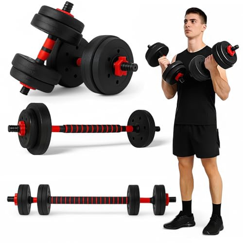 TANNESS Dumbbells Set - 2 in 1 Adjustable Dumbbells - Dumbbell Sets for Men and Women - Barbell Weights Set with Connecting Rod - 10kg Dumbbell Pair - Gym Equipment - Exercise Equipment for Home Use