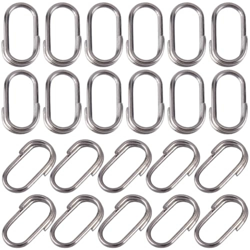 SUNNYCLUE 1 boîte de 100 anneaux de Jonction Ovales Doubles en Vrac Fermetures en Acier Inoxydable Noir Connecteur Attache Porte Clés Liens Boucle pour la Fabrication de Bijoux Porte Clés de Pêche Acc