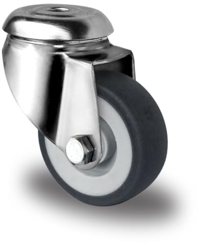 Lenkrolle mit Rückenloch 50 mm Thermoplastisches Gummi Apparaterolle Edelstahl