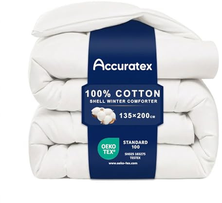 ACCURATEX Edredón de 100% algodón, 135 x 200 cm, 450 g/m², Muy Suave y Transpirable, hipoalergénico, con Cintas en Las Esquinas, Manta de Invierno, Lavable