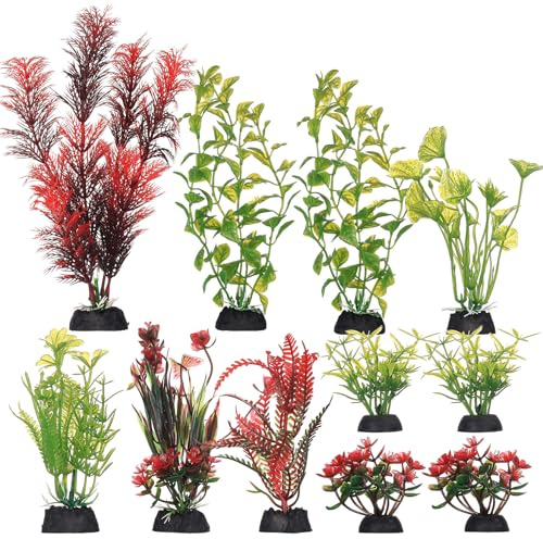 bayidun 11 Pz Decorazioni Acquario Acqua Dolce, Piante Acquario Finte, Piante Artificiali di Plastica, piantine finte, Decorazioni per Acquarios(colori multipli)
