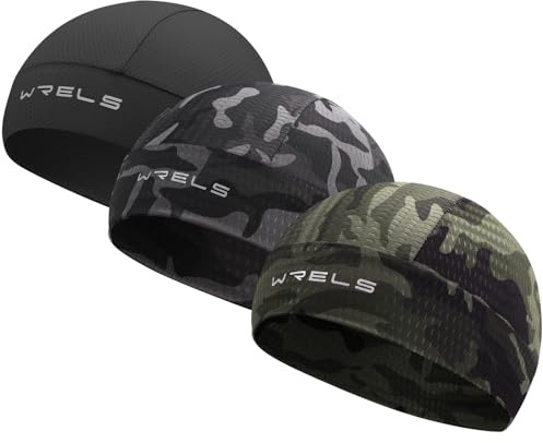 WRELS 3 Pieces Cooling Helmet Liner Skull Cap for Men Women,Sweat Wicking Cycling Running Head Cap Sports Hat for Outdoors