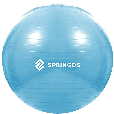 SPRINGOS Pelota de gimnasia de 55 cm, con bomba de aire, antideslizante, soporta hasta 150 kg, pelota de fitness para pilates, yoga, embarazo, equilibrio y fisioterapia