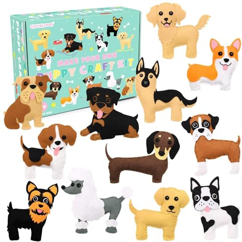 CiyvoLyeen Puppy Sewing Kit for Kids –Fun Plush Toy Sewing for Girls & Boys – DIY Felt Craft Gift Set Ages 7 8 9 10 11 12