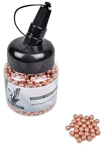 Trischitti Billes en acier métallique de 6 mm JS Tactical laiton antirouille calibrées et polies pour pistolets, fusils Soft Air, 0,90 grammes, 1000 pièces