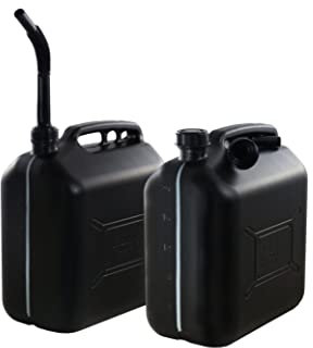 ProCar 2 Stück Benzinkanister 20 Liter Schwarz - UN- Zulassung Kunststoff Kraftstoffkanister mit Füllstandsanzeige - Made in Europe (Schwarz, 2 X 20 Liter)