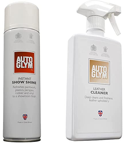 Autoglym Instant Show Shine, 450ml & Leather Cleaner, 500ml - Car Leather Cleaner Deep Cleans and Freshens Automotive Leather Upholstery