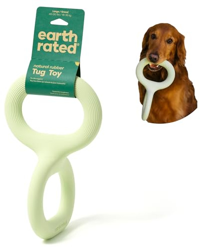 Earth Rated Tug of War Dog Toy, Interactive Pull Toy for Adult and Puppy Dogs, Ergonomic Grip, Natural Rubber, Large, Green