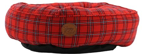 ANCOL Donut Dog Bed in Red Tartan - Comfortable Indoors Snuggle Pad with Raised Rim - Cosy Puppy Mat Sleeping Place - 70cm