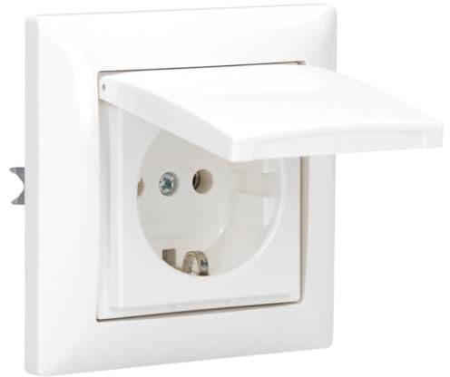 Busch-Jaeger Balance SI Set: 1x 20 EUK-914 Steckdose mit Klappdeckel, 1x 1721-914 Rahmen 1-fach Alpinweiß