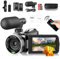 Windancy Cámara de video, videocámara 4K de 48 MP con 60 FPS, zoom digital de 18X y pantalla IPS giratoria de 3.0 pulgadas a 270°, ideal para YouTube, Vlogging, y grabación FHD 1080P, incluye control