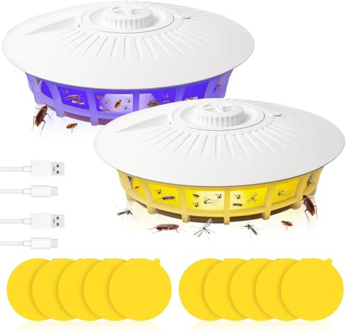 BNGXR Flohfalle, Klebrige Flohfalle, 2PCS Flohfalle für Wohnung, 10 Stück Flohklebematten, Flohfalle Nachfüllen, Kuppelflohfalle Mit Klebescheiben für Schlafzimmer, Wohnzimmer, Küche, Wohnung